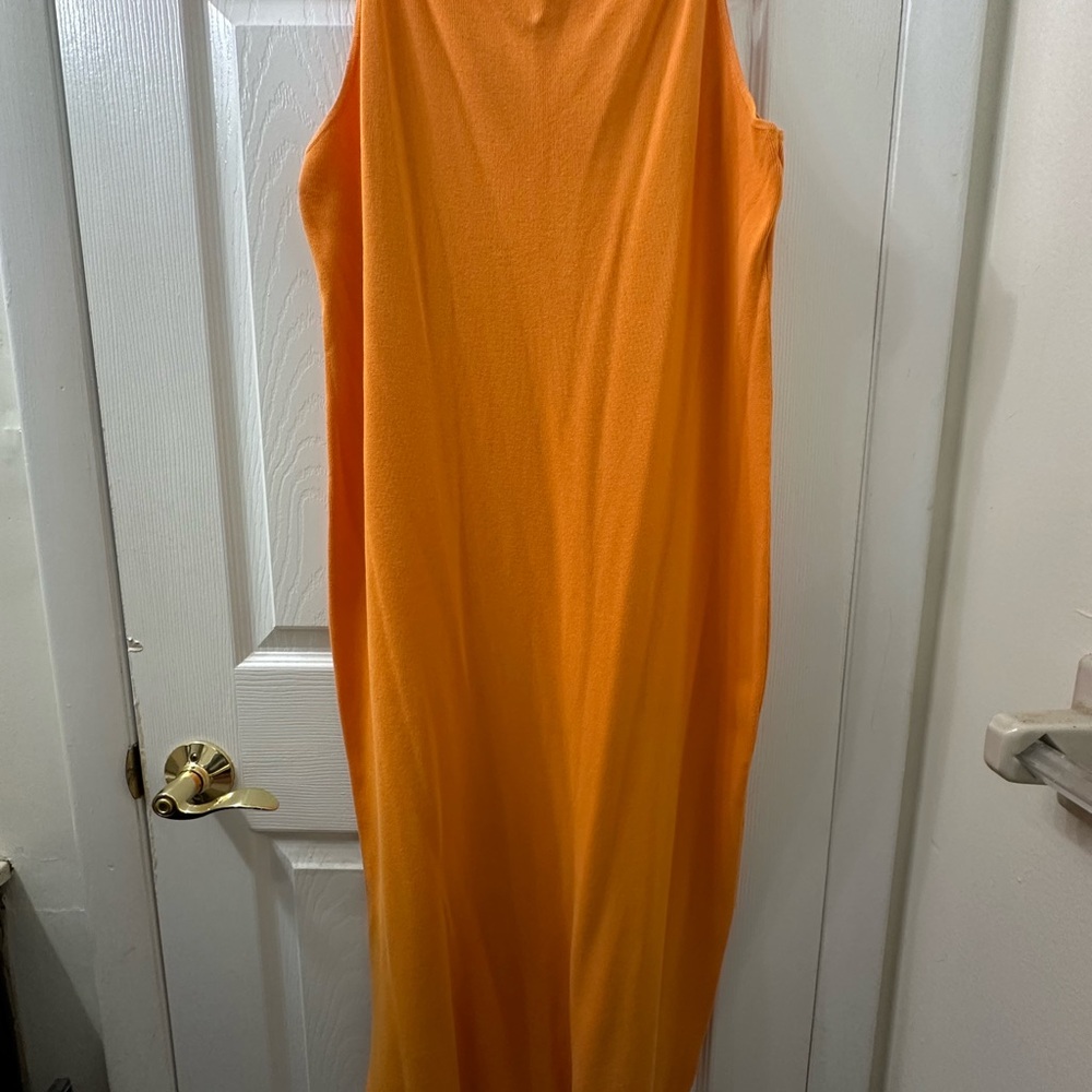 CeCe Bold Orange Sleeveless Midi Dress